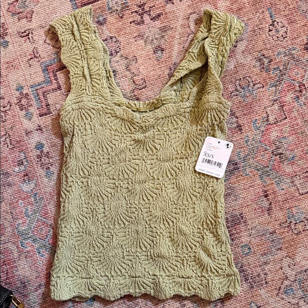 Free peopleTextured Olive Green Women's Top